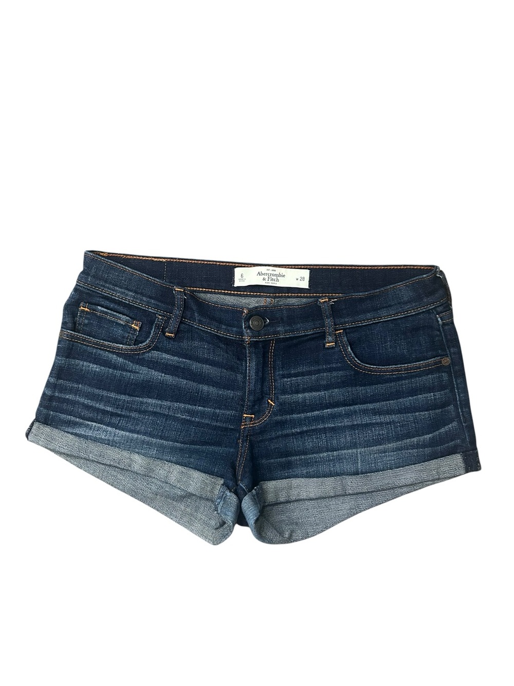 Abercrombie & Fitch Navy Blue Rolled-Hem Denim Shorts Size 28